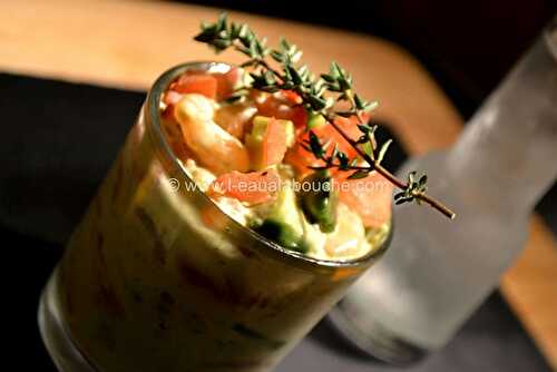 Verrine de Crevettes-Avocat-Wasabi-Vodka