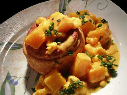 Vol-au-Vent Crevettes et Courge au Curry