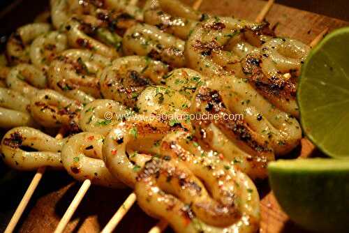 Brochettes de Calamars Grillés au Citron Vert