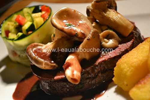 Rumsteak aux Pleurotes & Petits Légumes-Frites de Polenta