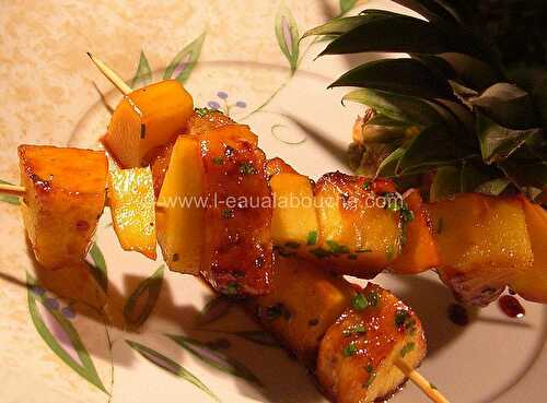 Brochettes d'Ananas et de Mangue