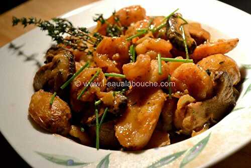 Crevettes Shiitake & Amandines au Vin Moelleux