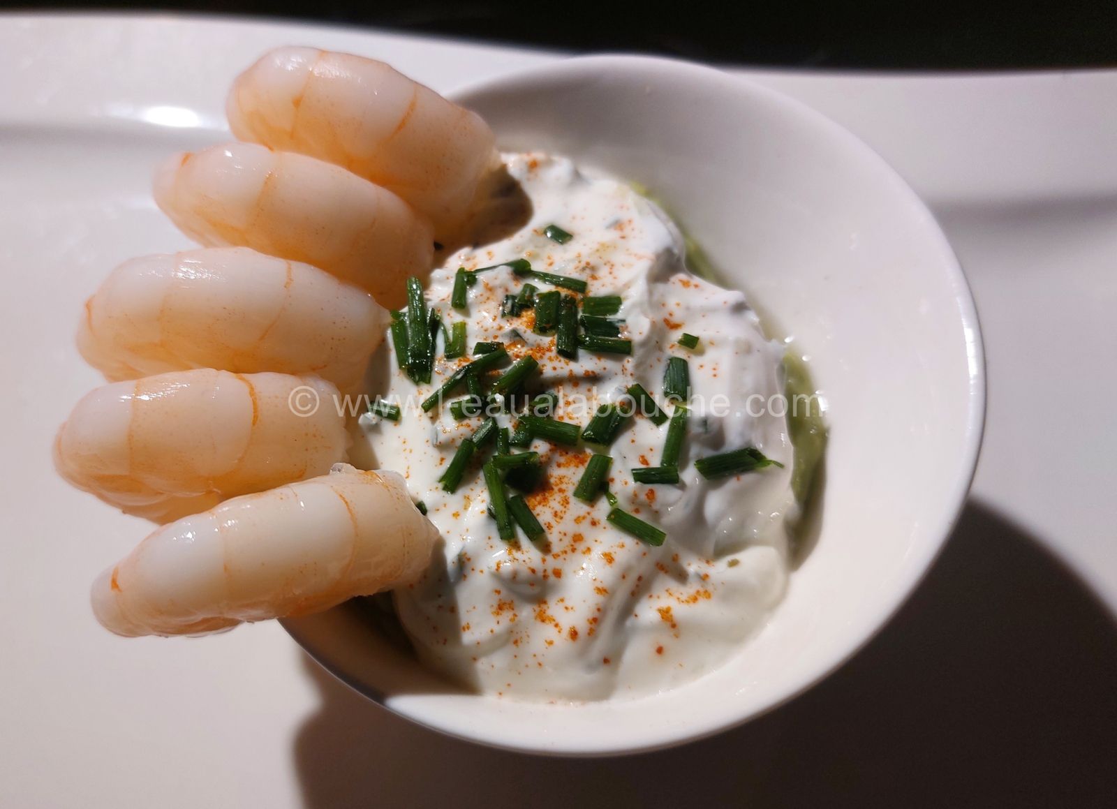 Verrines Tzatzíki Crème d'Avocat Crevettes