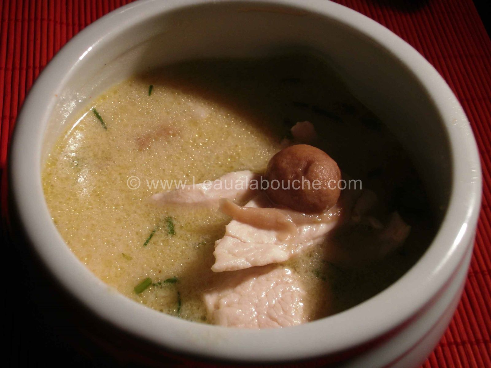Potage Epicé de Poulet et Champignons Au Lait de Coco