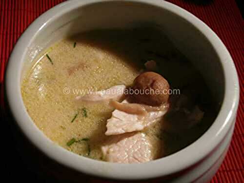 Potage Epicé de Poulet et Champignons Au Lait de Coco