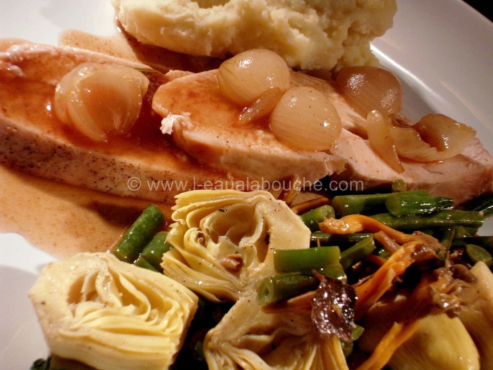 Rôti De Dinde-Poêlée De Coeurs D'Artichauts Aux Chanterelles