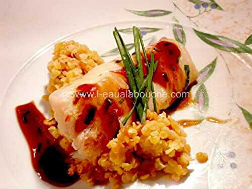 Colin À La Vapeur Sauce Miel-Orange Lentilles Corail