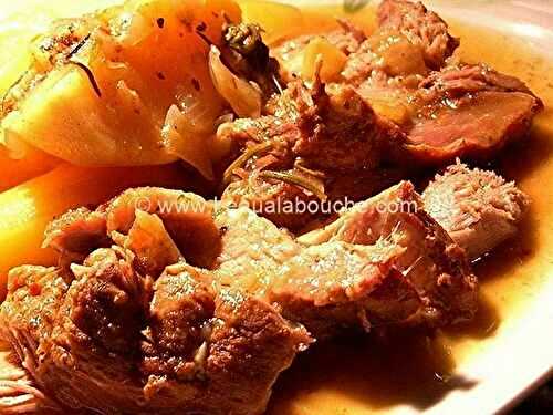 Rôti De Porc Et Pommes De Terres Mijotés Au Champagne