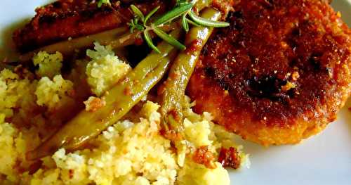 Couscous de chou-fleur et seitan à la portugaise