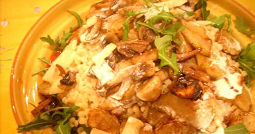 Fregola sarda aux champignons et topinambours