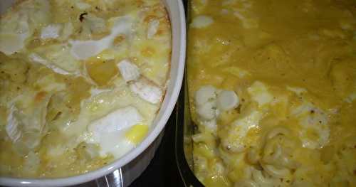 Macaroni au chou-fleur et à la courge, version végétarienne et version végétalienne