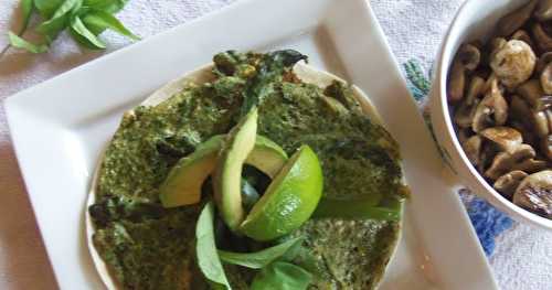 Omelette aux asperges et au pesto sur tortilla...