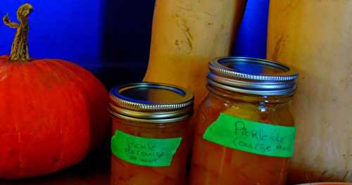 Pickle de citrouille ou de courge pour utiliser la citrouille d'Halloween qui traîne ;-)