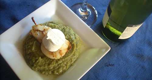 Purée de brocoli, poire grillée, chèvre