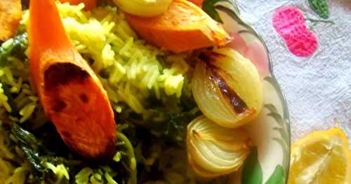 Riz pilaf au kale, patates douces, et autres délicieusetés