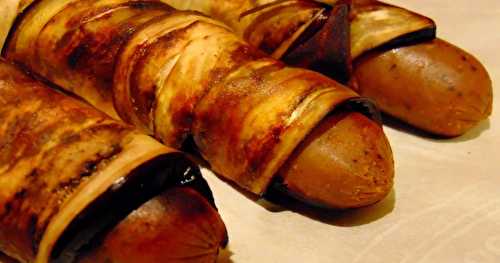 Saucisses enrobées de bacon d'aubergines