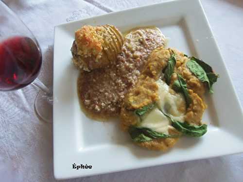 Seitan aux épinards et au fromage suisse et sauce à tout faire