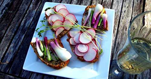 Toasts ( ou tartines, ou sandwich ouvert.... ) au radis et à l'oignon