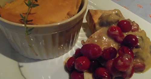 Tofu aux canneberges en sauce aux champignons