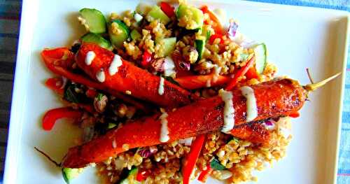 Carottes grillées sur salade de boulgour