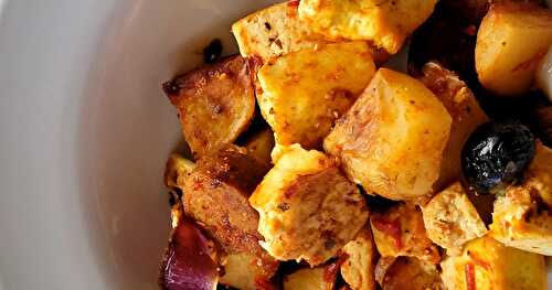 Casserole d'inspiration ibérique ... ou ragoût de pommes de terre,  tofu, et saucisse