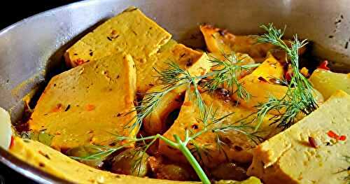 Tofu à la façon du poulet aux olives, et riz  