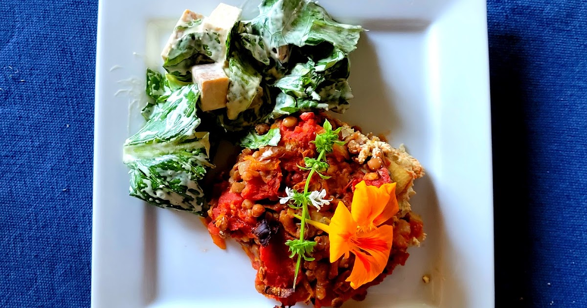 Lasagne de courgettes avec sauce aux lentilles et ricotta de tofu