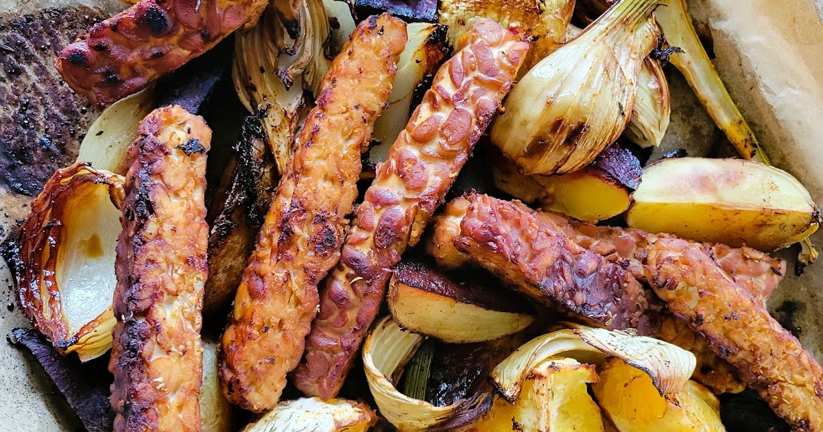 Légumes d'hiver et tempeh sur plaque