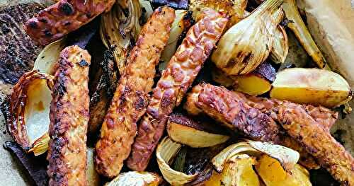 Légumes d'hiver et tempeh sur plaque