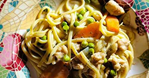 Pâtes "soupe au poulet {végétal} et nouilles" 