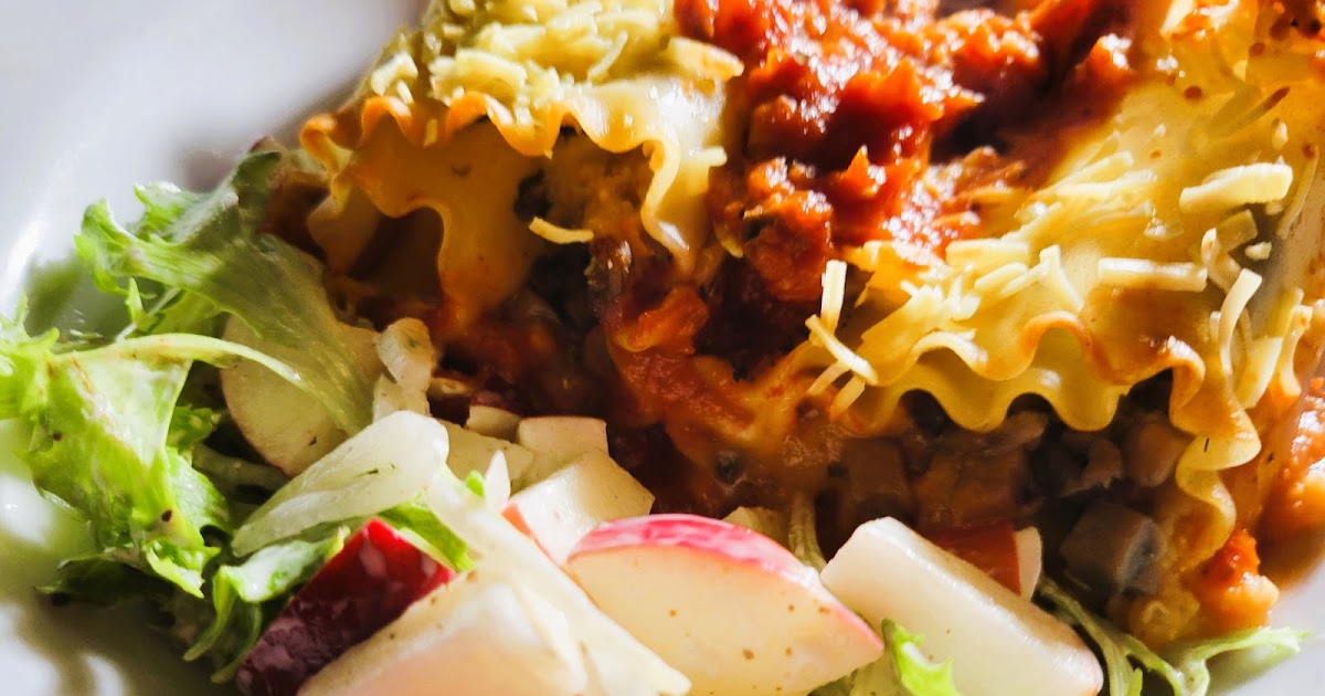 Lasagnes roulées aux champignons et lentilles rouges