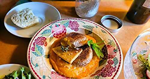 Pommes de terre "écrasées" sur purée de patate douce et haricots blancs