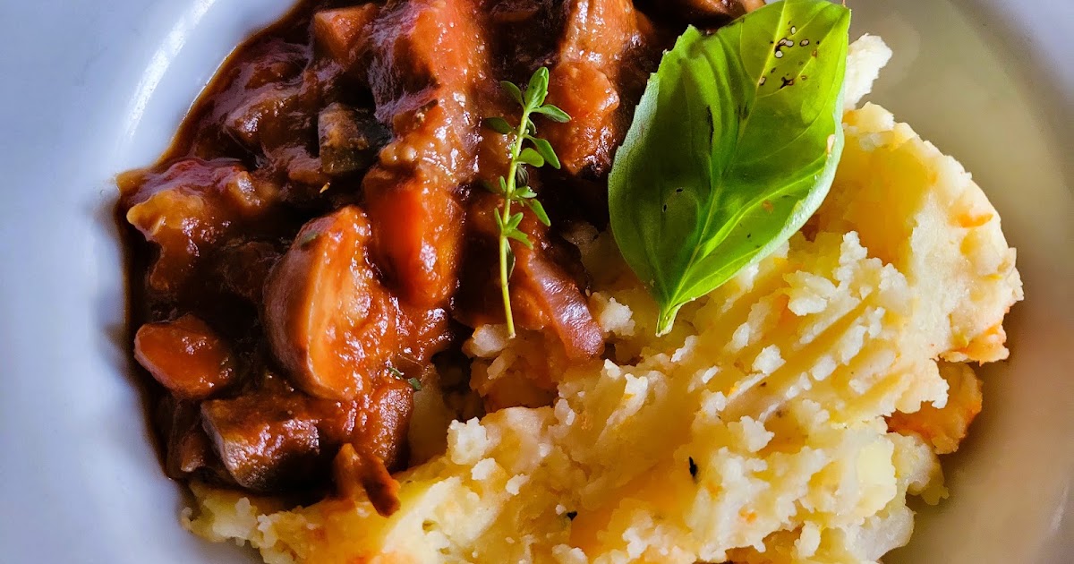 Bourguignon d'aubergines et champignons