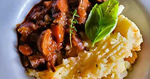 Bourguignon d'aubergines et champignons