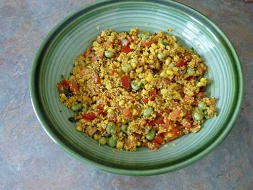 Salade de semoule et fèves au curcuma