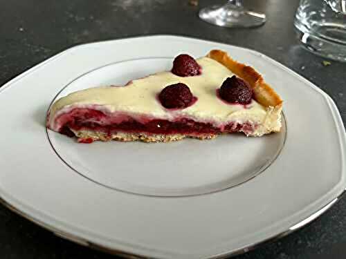 Tarte au chocolat blanc et framboises 