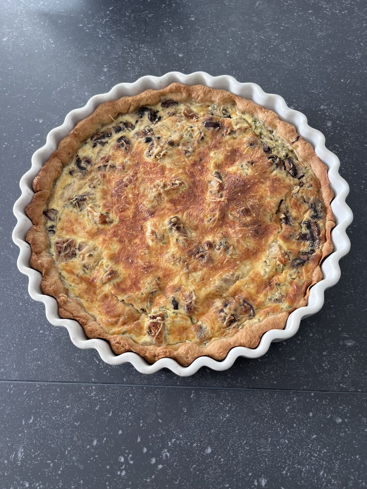 Tarte aux champignons et maquereaux fumés