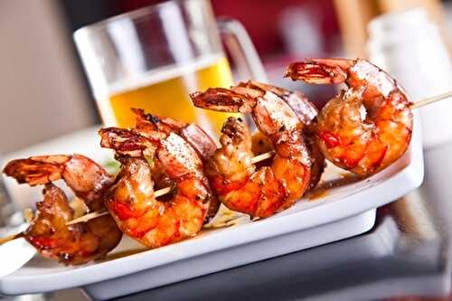 Recette : Brochettes de crevettes au saté