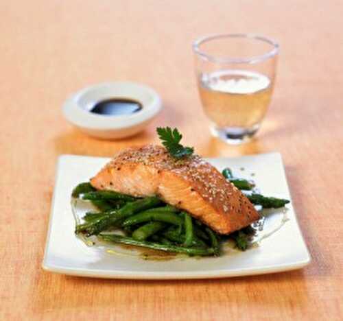 Recette de saumon aux graines de lin et haricots verts