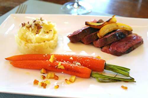Le délicieux magret aux carottes glacées et panais