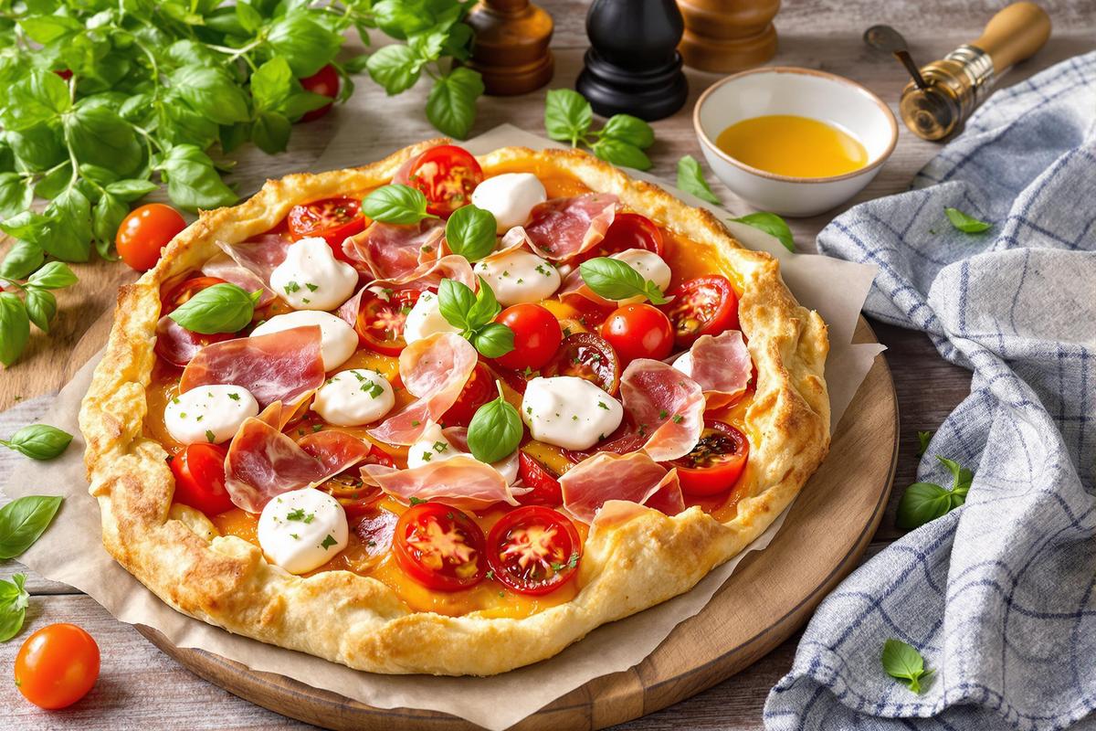 Je ne fais plus que cette tarte : tomates, burrata et jambon cru, l’alliance parfaite