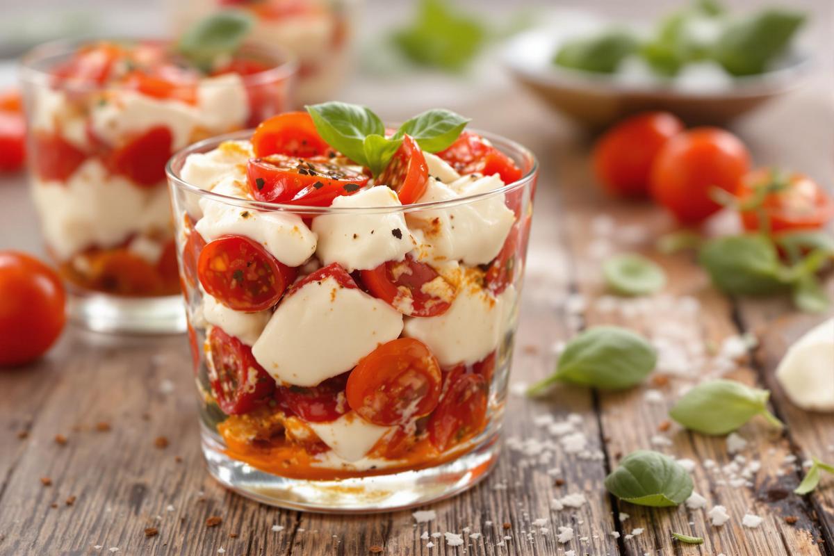 Tiramisu salé tomate-mozza : l’entrée fraîche et bluffante que tout le monde va copier cet été !