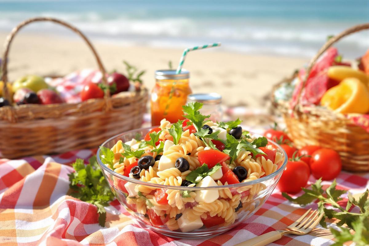 10 min top chrono : la salade de pâtes fraîches qui enflamme la plage !