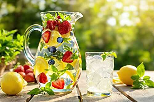 Boissons maison réhydratantes : eau infusée, limonades et thés glacés