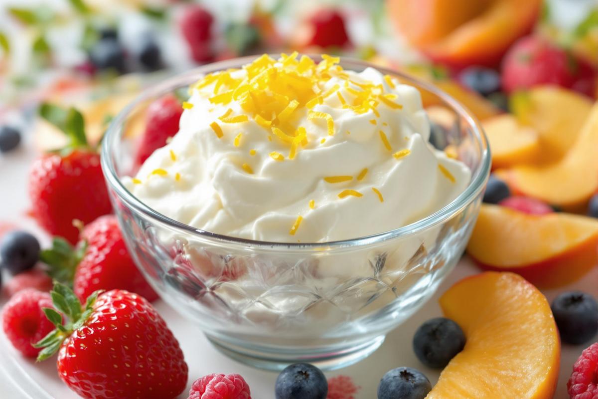 Chantilly au mascarpone et zestes de citron, parfaite avec des fruits cueillis