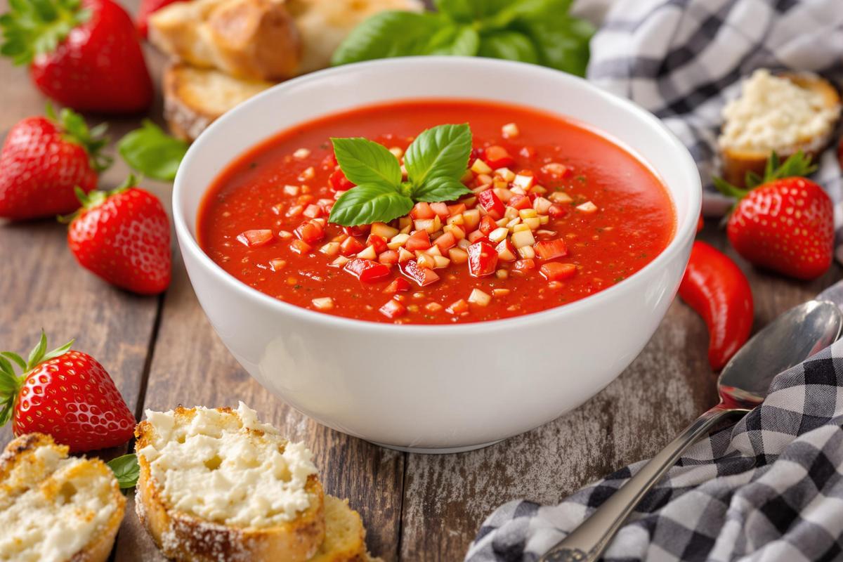 Gaspacho de fraises pimentées : l’alliance sucré-épicé qui va vous faire vibrer !