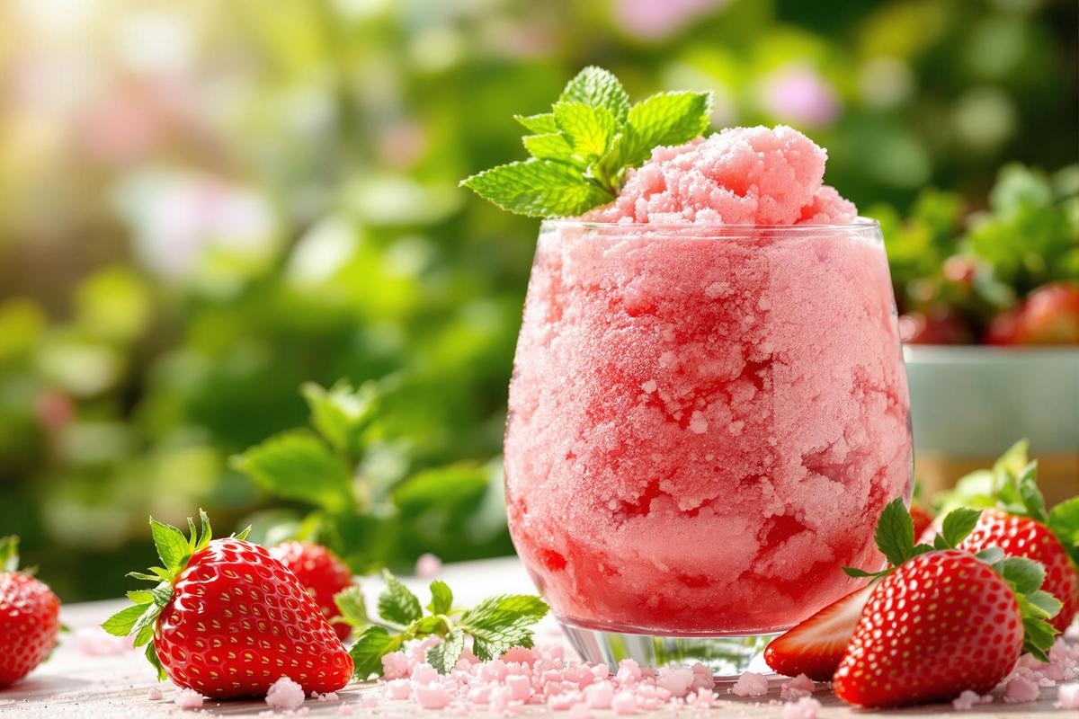 Granité mojito fraise-menthe : la boisson coup de frais à faire d’urgence !