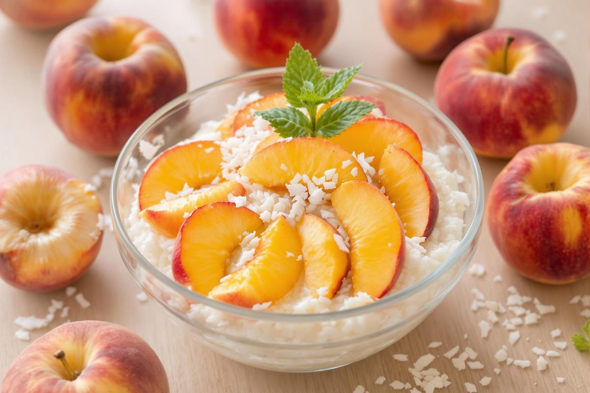 Incroyable : en 5 minutes, ce riz au lait coco-pêches sublimera vos desserts !