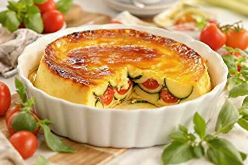 J’ai concocté en 5 minutes un flan courgettes-tomates cerises-comté pour mes soirées paresse