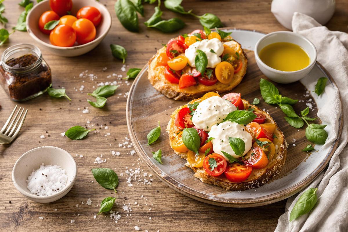 Ma recette de bruschetta aux tomates anciennes et burrata fait fondre tous mes invités
